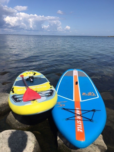 Two sup boards in Kalmar Strait